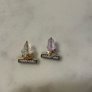 Diamond and 14k gold bar earings